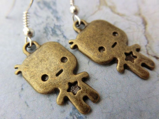 Figur Ohrringe Männchen bronzefarben Stern Star